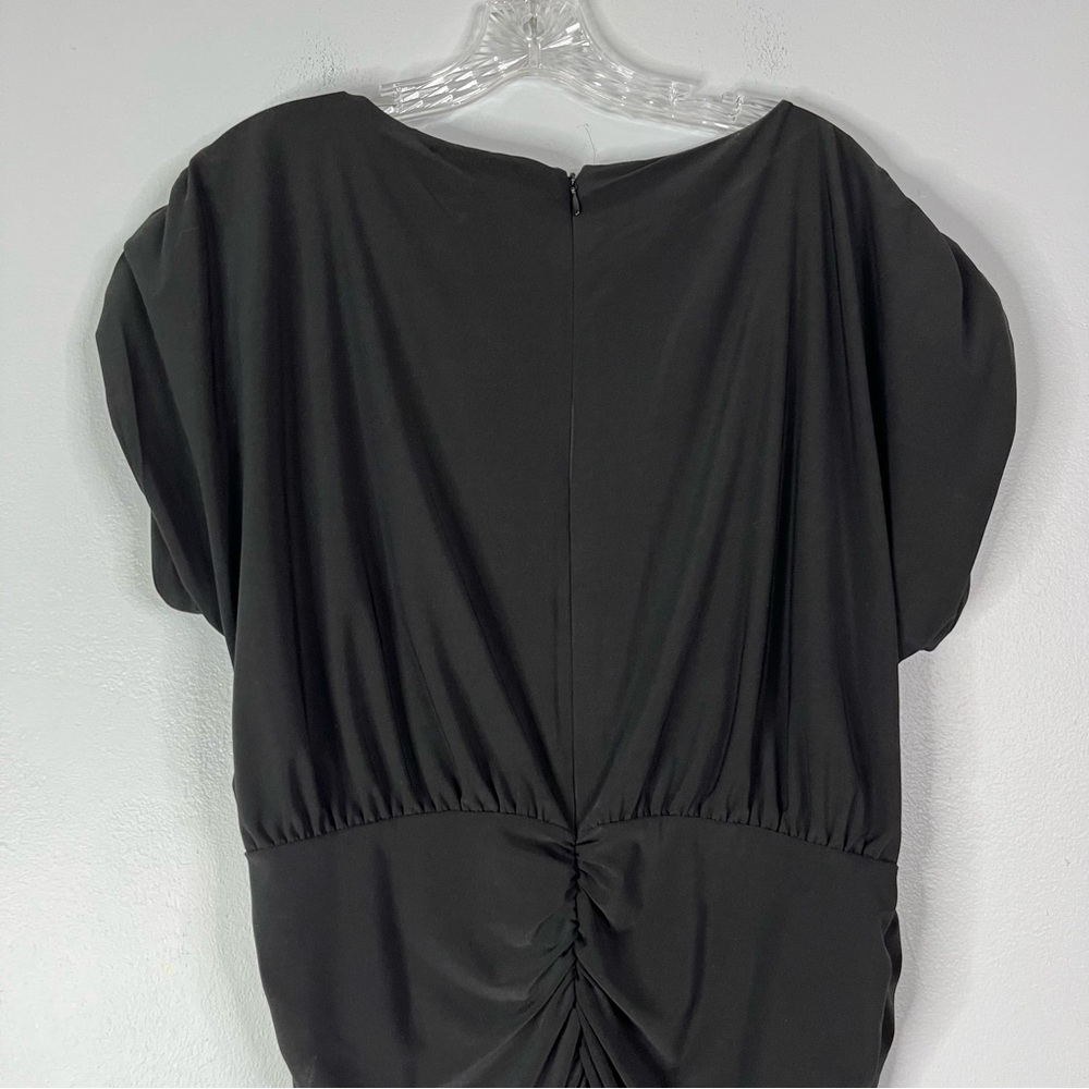 WHBM Dress Women’s XL Black Sleeveless Side Ruched Sheath LBD Lined Stretch - Picture 8 of 13